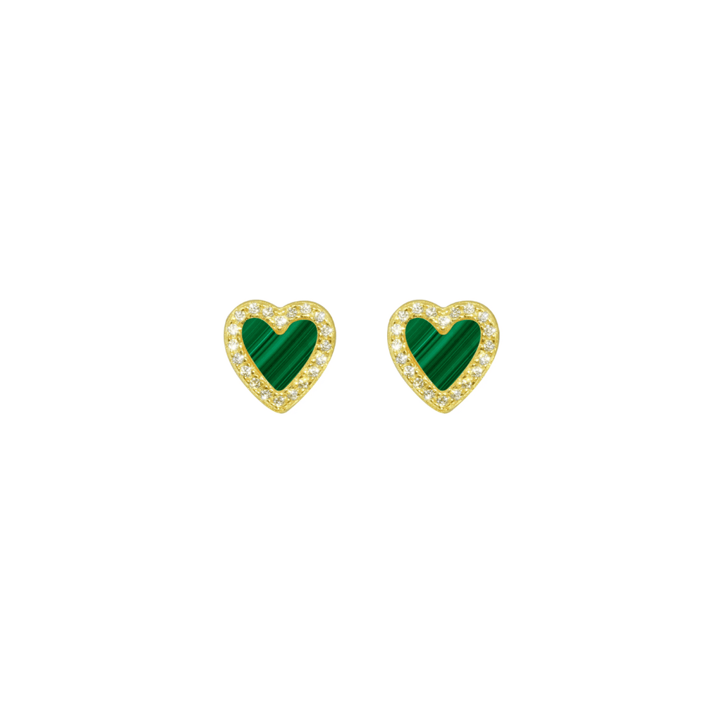 Malachite mini Heart Earrings | The shop'n Glow