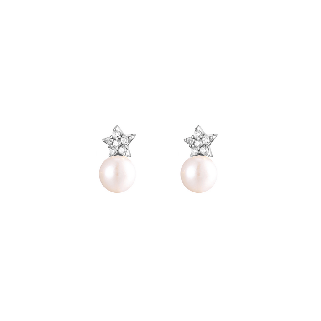 Mini White Pearl with Star Stud Earrings | The Shop'n Glow 