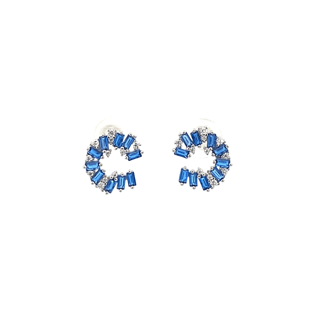 Elegant Sterling Silver Blue and White CZ Stud Earrings | The Shop'n Glow