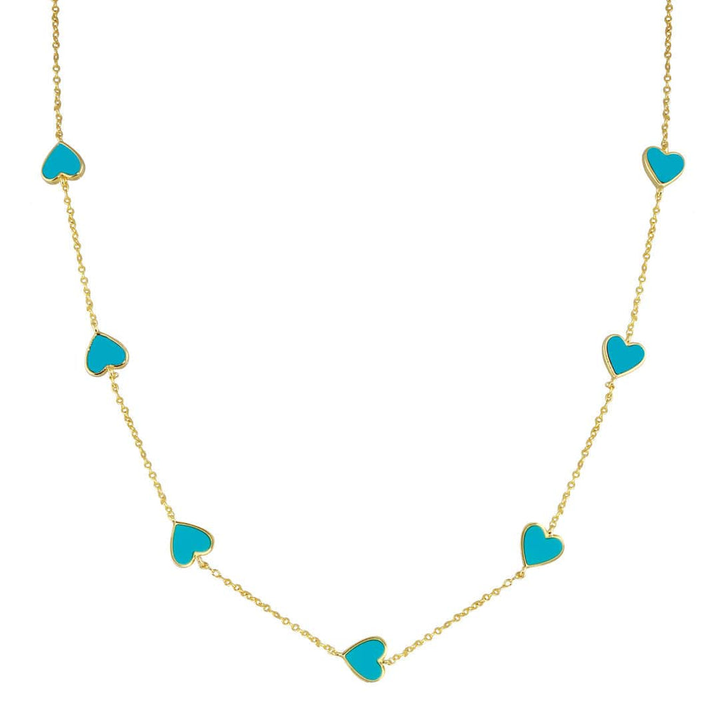 Gold Love Heart Necklace Turquoise | The Shop'n Glow 