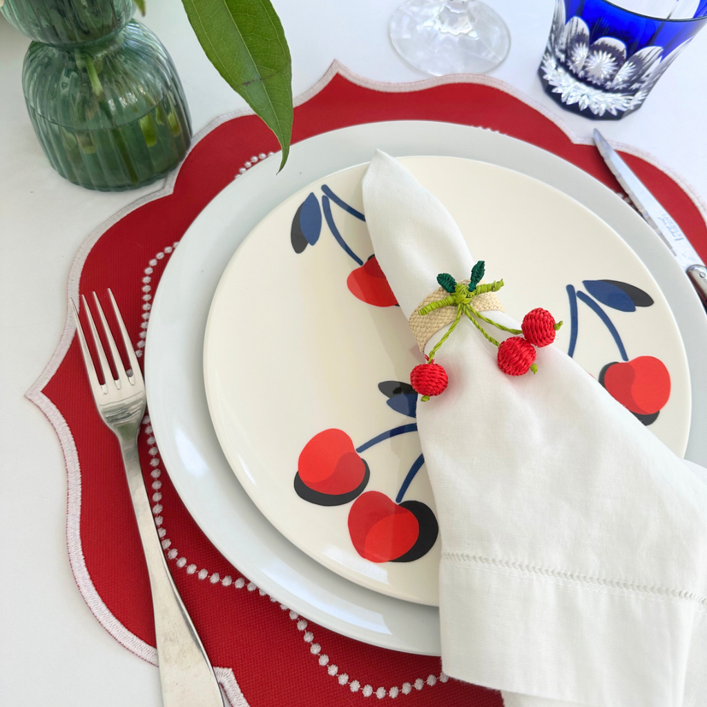 Vibrant Red Placemats with Scalloped Detail (set of 2) | The Shop'n Glow