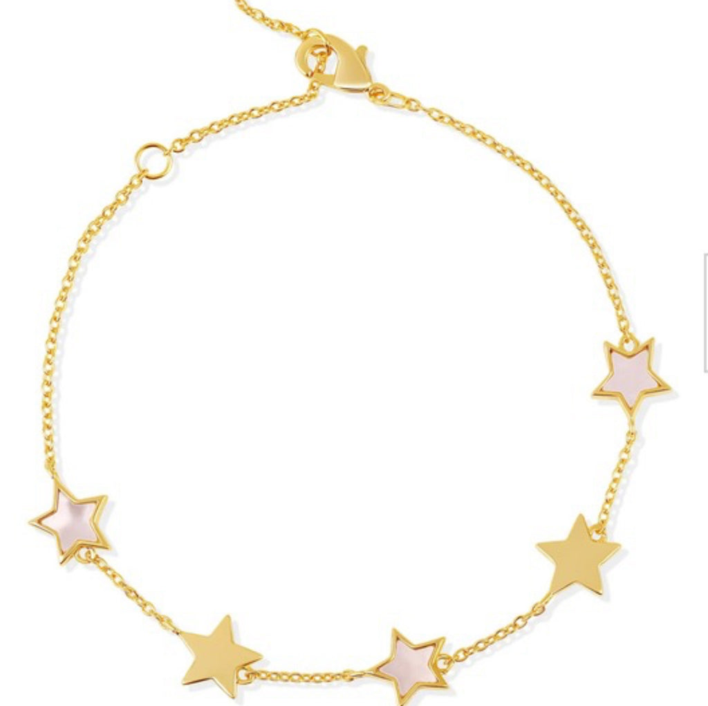 Gold Star Charm Bracelet with mother Pearl