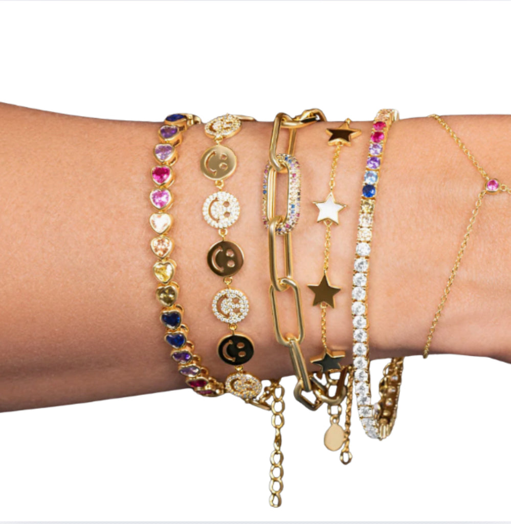 Gold Star Charm Bracelet with mother Pearl