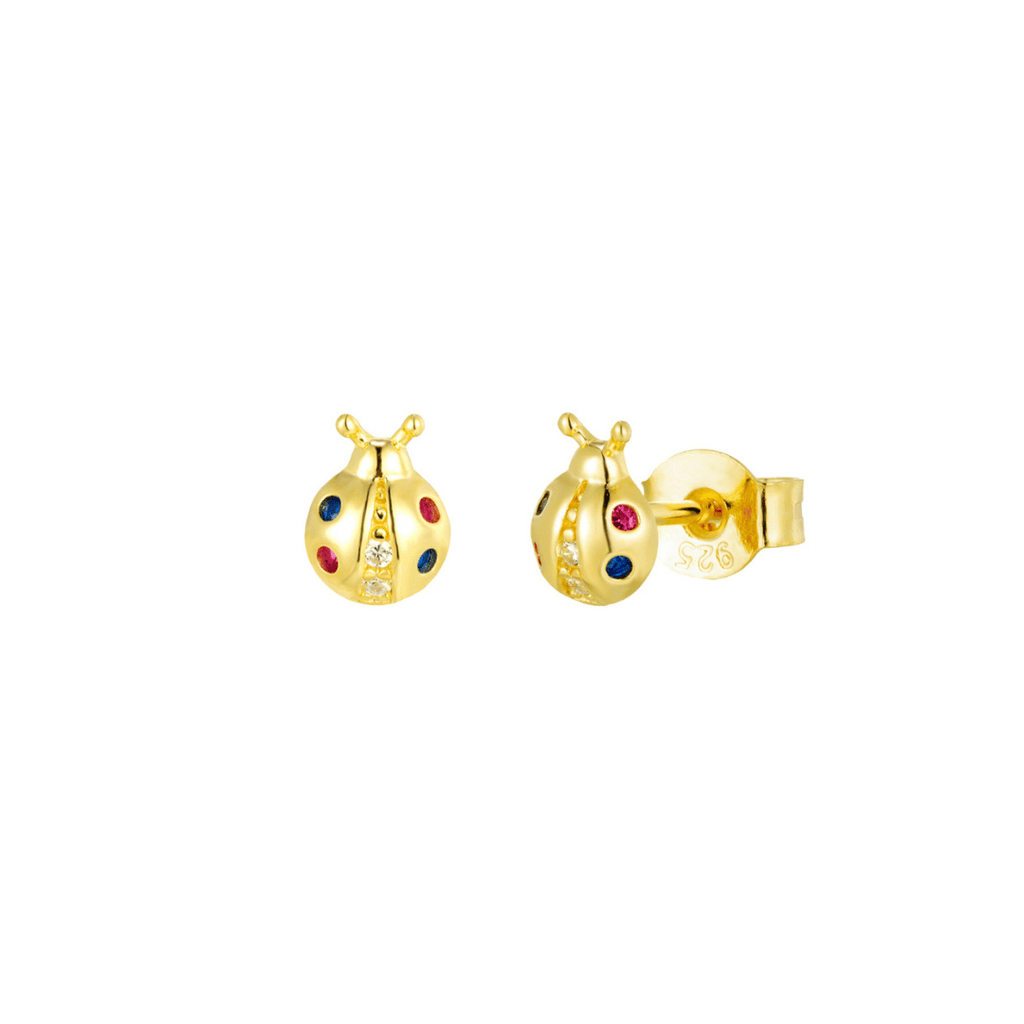 Mini Gold Ladybug Sterling Silver Stud Earrings | The Shop'n Glow