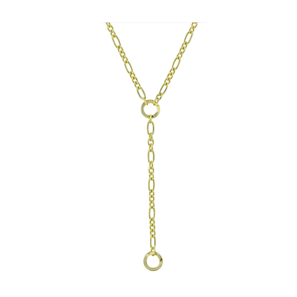 Doble Pave Push Clasp Lariat Charm Enhancers Necklace | The Shop'N Glow