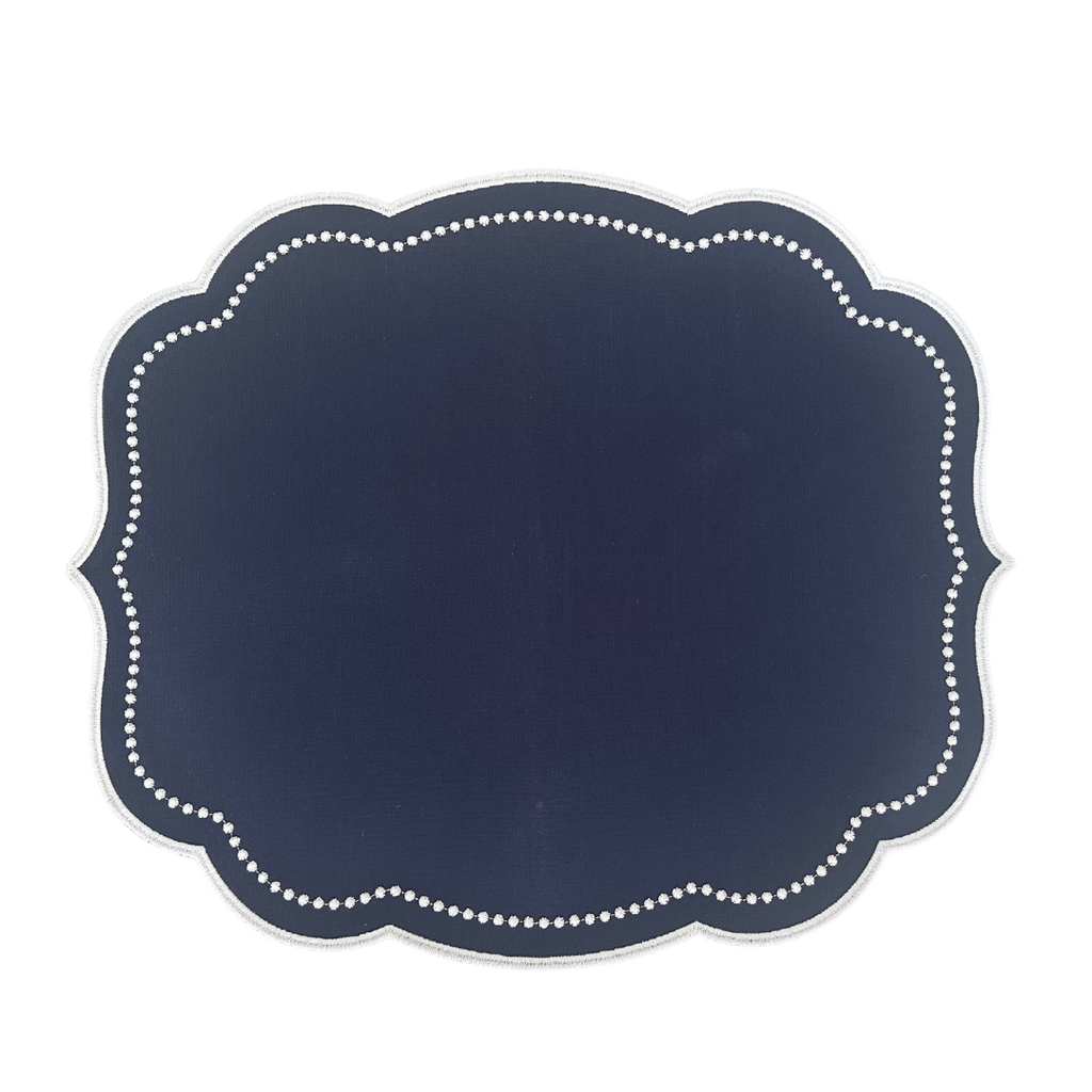 Vibrant Navy Blue Placemats with White Scalloped Detail (Set of 2) | The Shop'n Glow