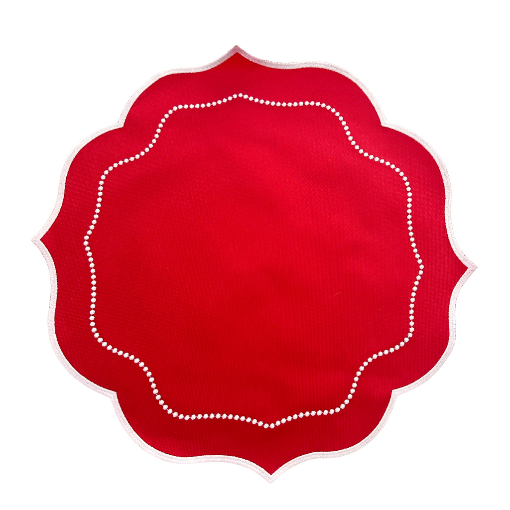 Vibrant Red Placemats with Scalloped Detail (set of 2) | The Shop'n Glow