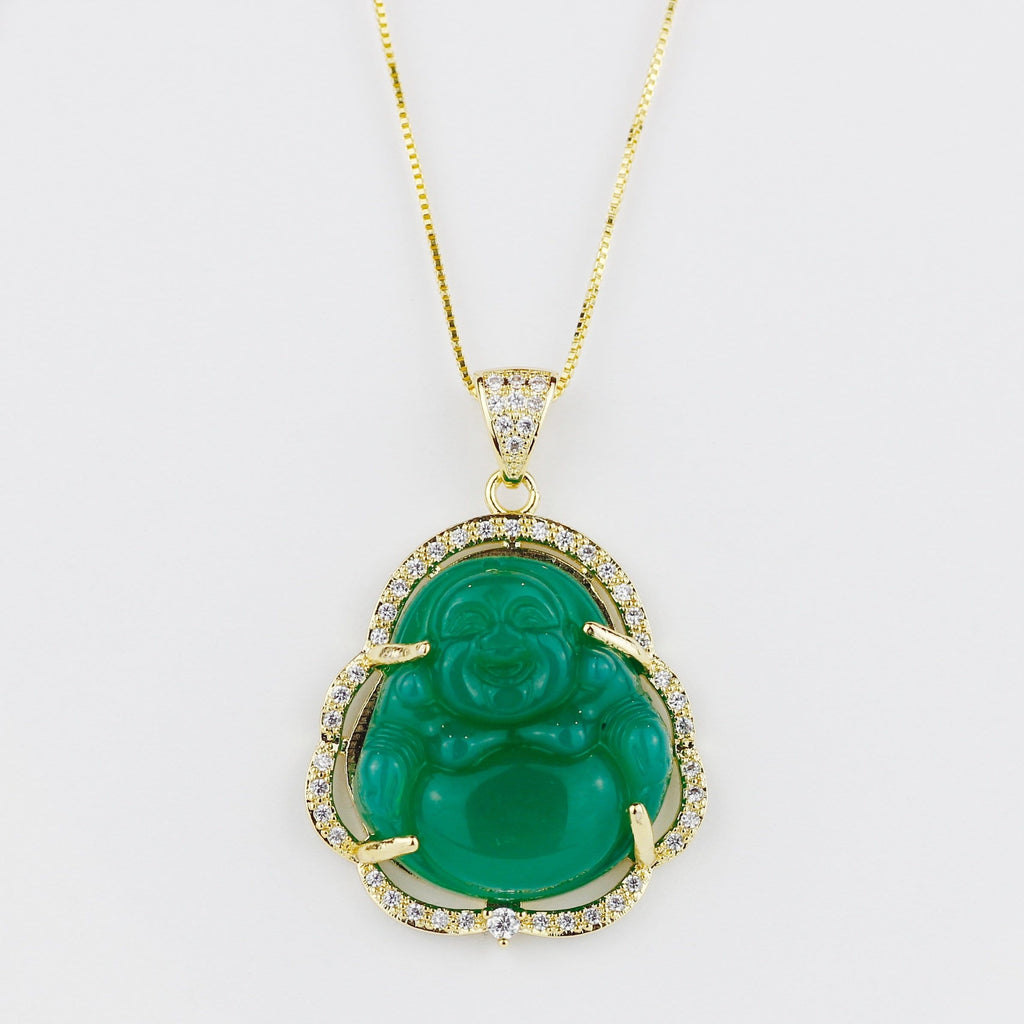 Big Green Happy Buddha pendant necklace - The Shop'n Glow