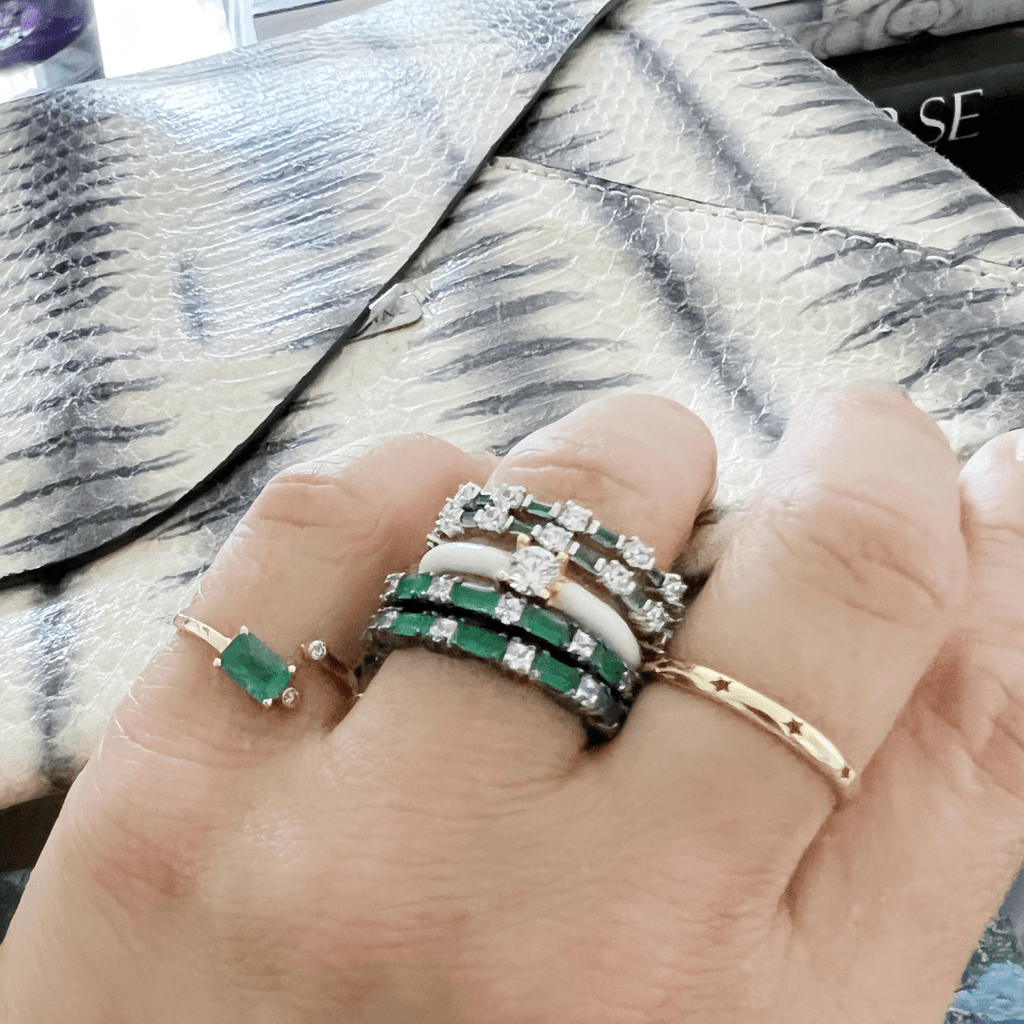 Green Emerald Stackable Band Ring