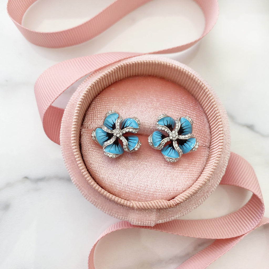 Blue an Black Flowers Stud Earrings - The Shop'n Glow