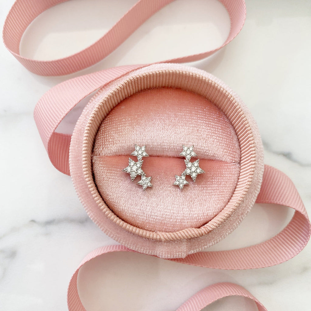 Sterling Silver Trio of stars Stud Earrings | The Shop'n Glow