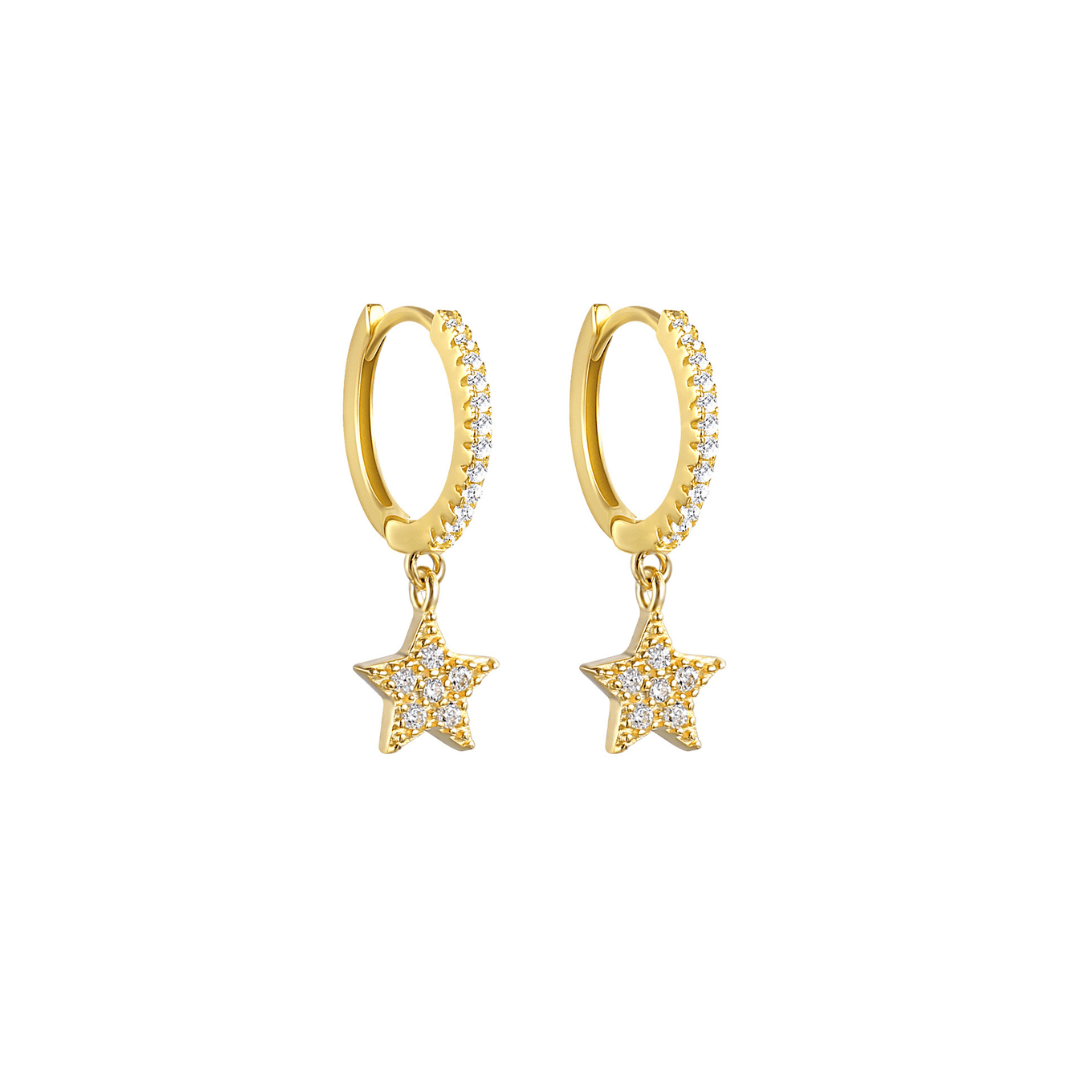 Gold Star Earring hoops - Pure Greek Shop