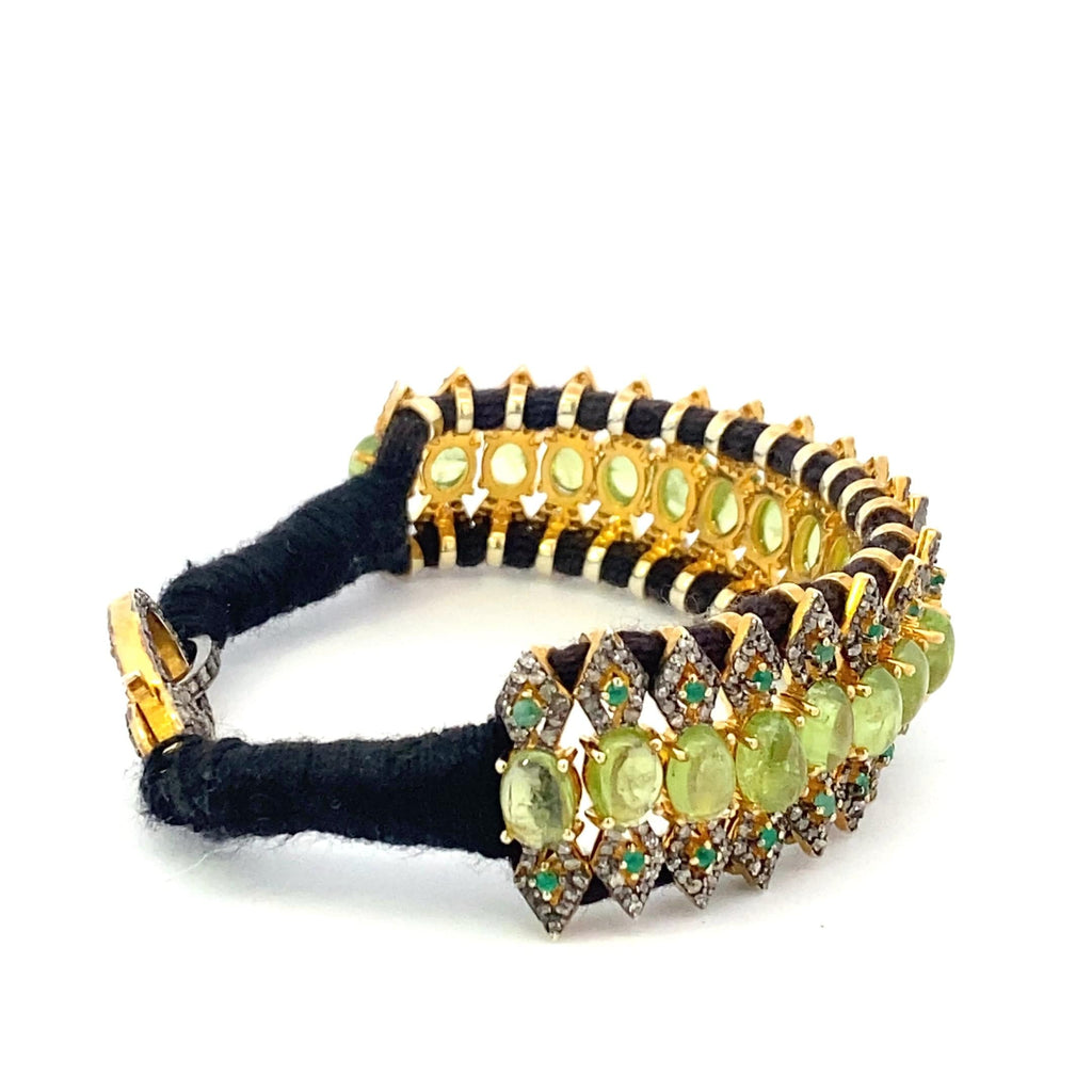 Genuine Peridot, Diamond and Emerald Bracelet