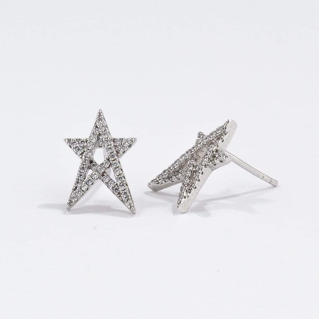Sterling Silver Hollow Stars Stud Earrings - The Shop'n Glow