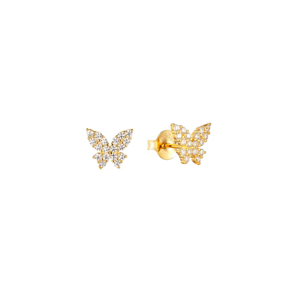 Cute Gold Small Butterflies Sterling Silver Stud Earrings | The Shop'n Glow