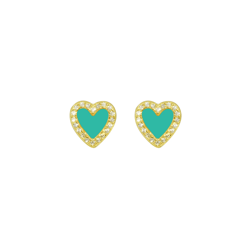 Little Heart Stud Earrings with Turquoisel | The Shop'n glow 