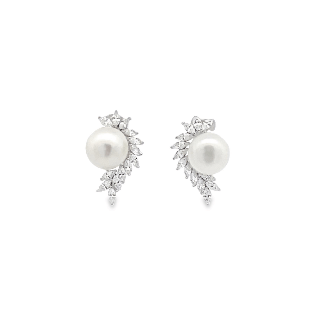 Elengant Sparkling Cubic Zirconia Pearl Stud Earrings | The Shop'n Glow