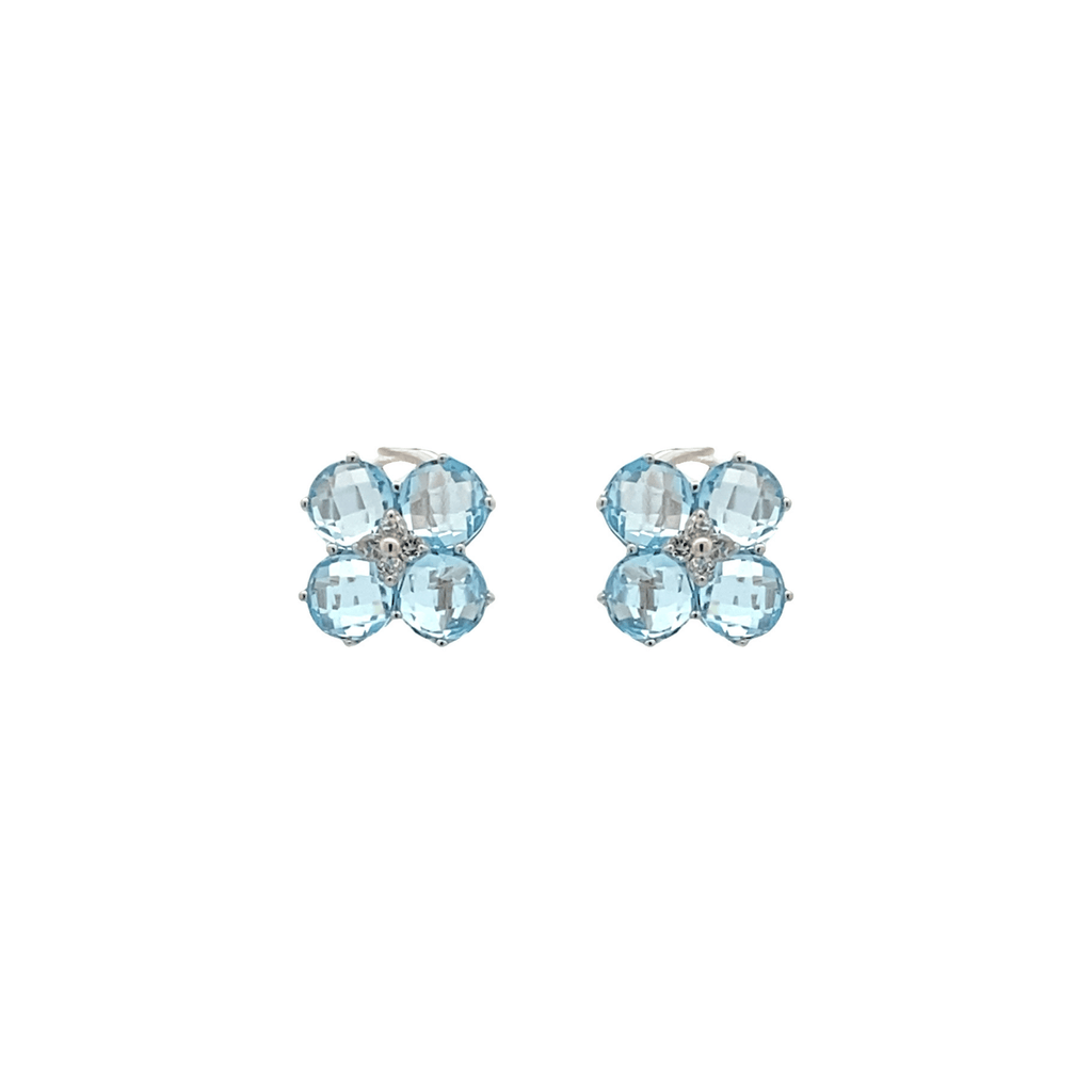 Aquamarine Flowers Stud Earrings | The Shop'n Glow