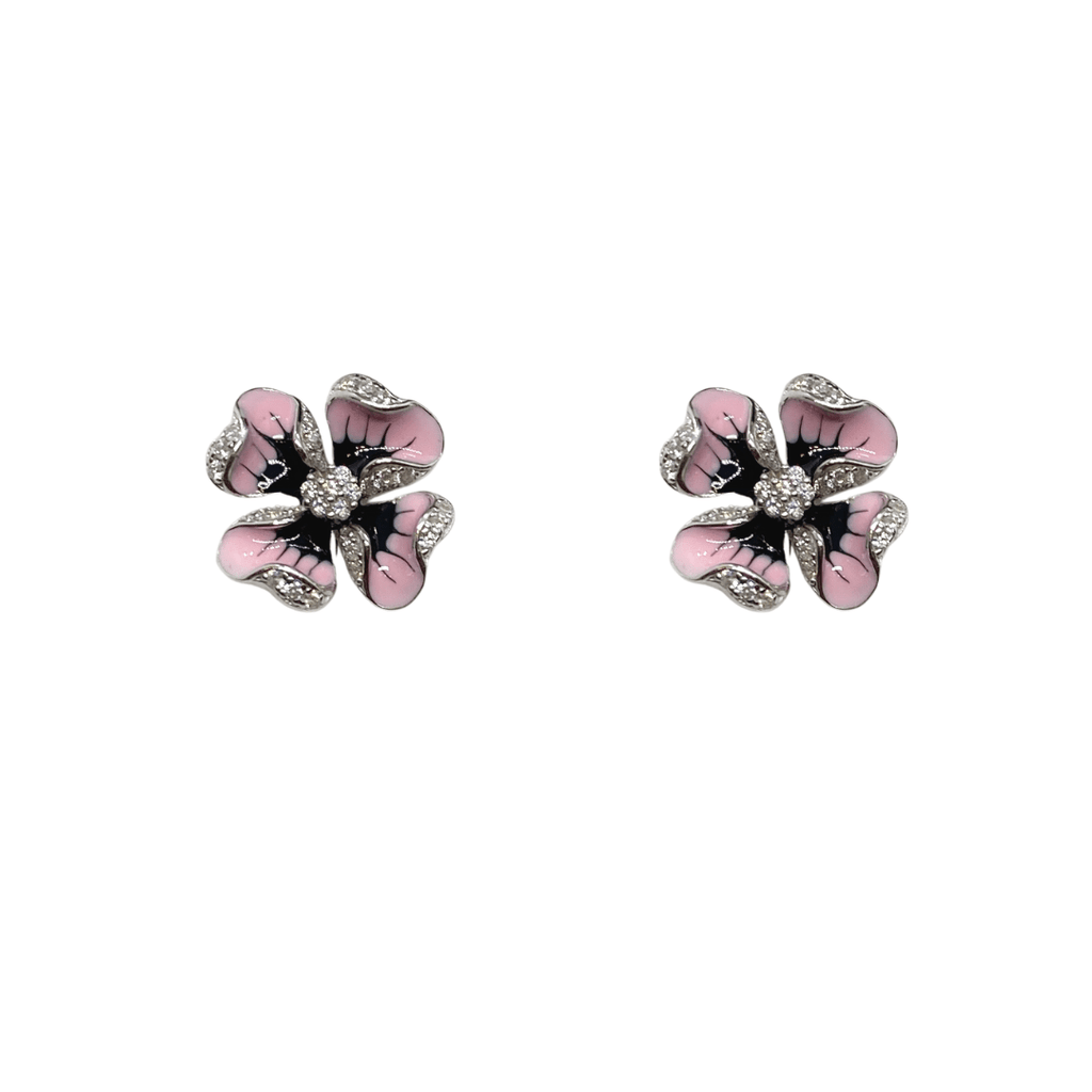 Pink an Black Flowers Stud Earrings - The Shop'n Glow