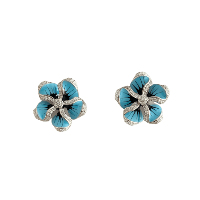 Blue an Black Flowers Stud Earrings - The Shop'n Glow