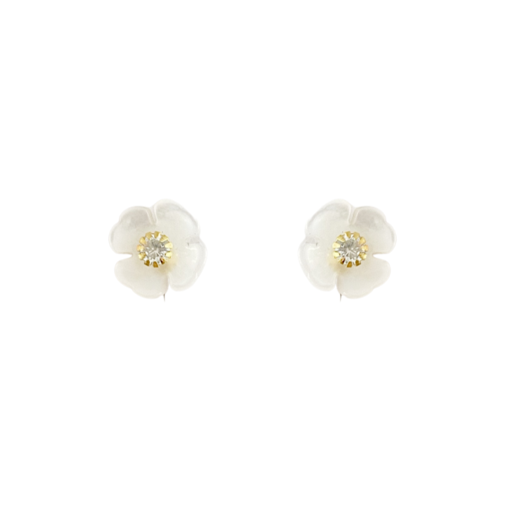 Flower White Shell Pearl Stud Earrings | The Shop'n Glow