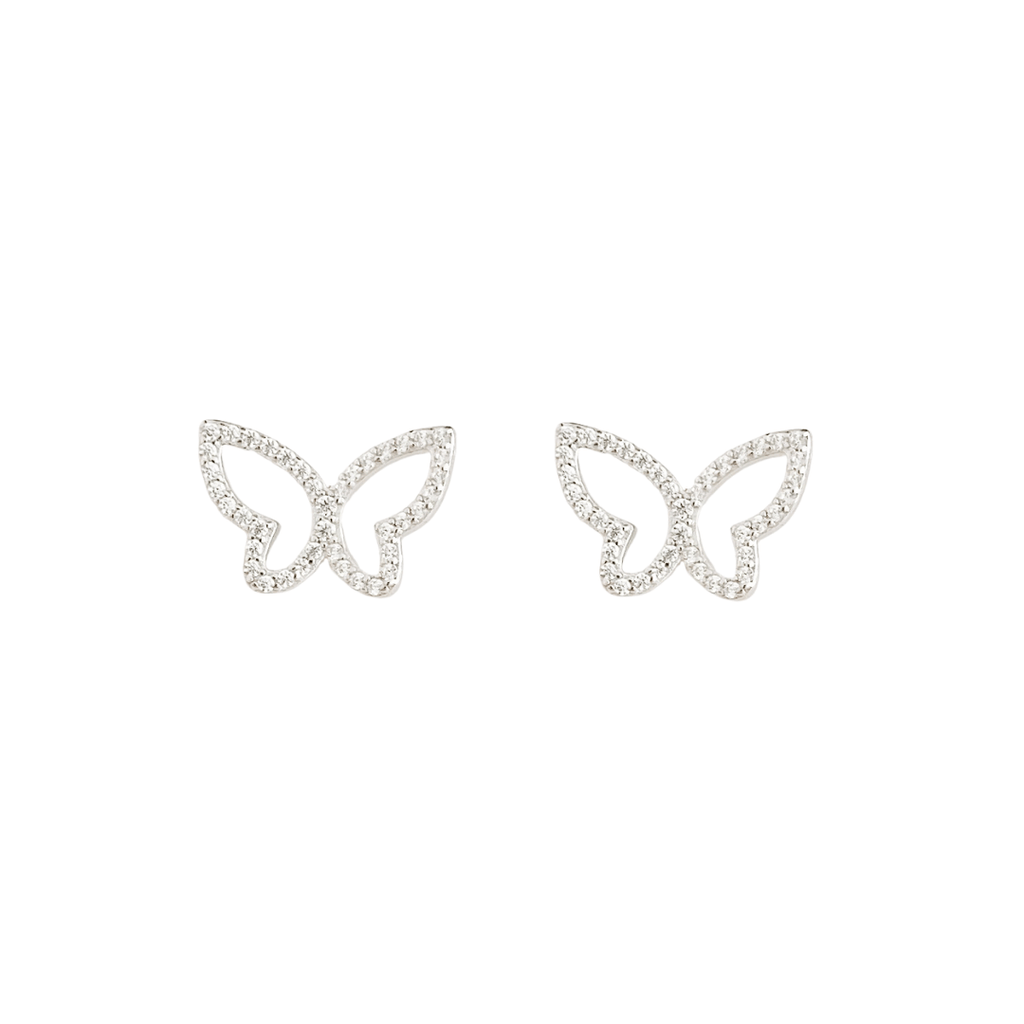 Silver Modern Butterflies Stud Earrings | The Shop'n Glow