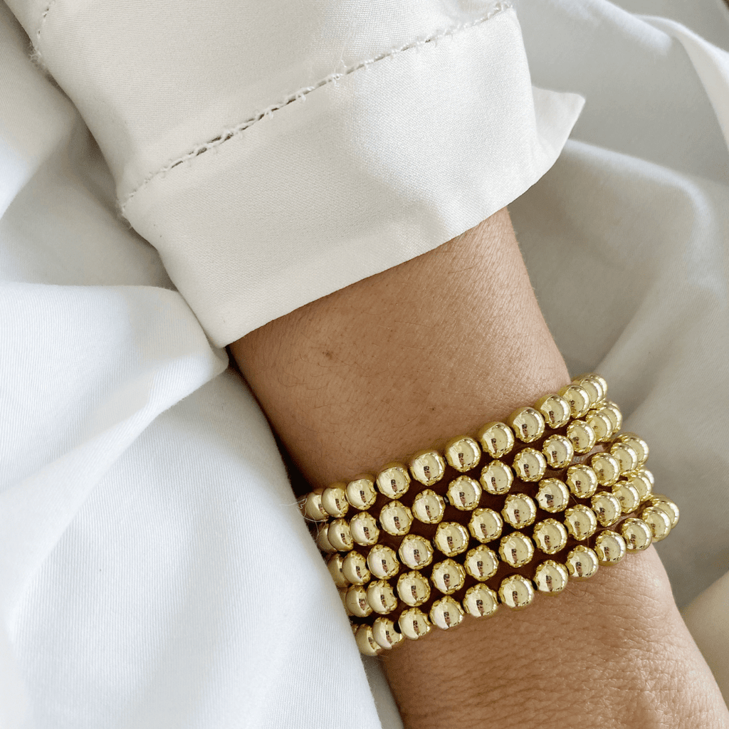 14k Gold Plated Bead Strech Bracelet | The Shop'n Glow