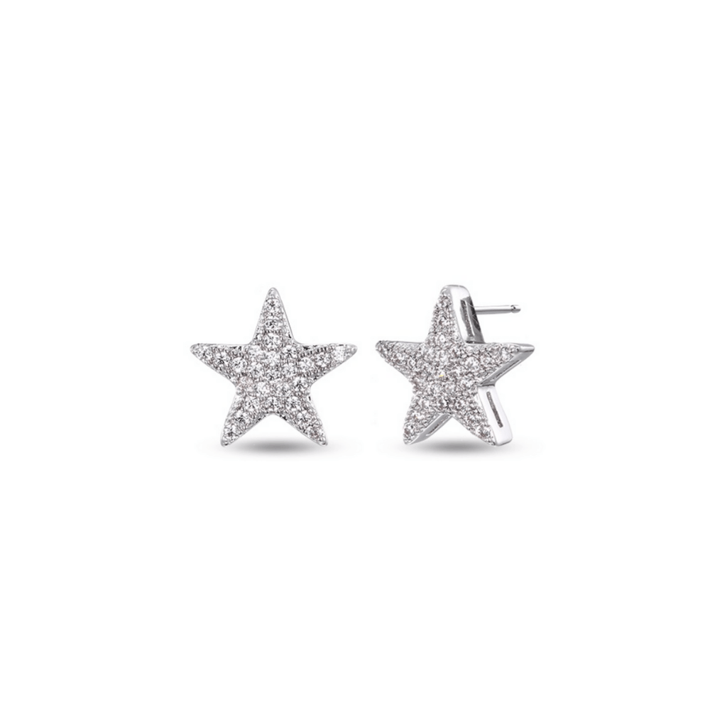 Shining Silver Stars Stud Earrings - The Shop'n Glow