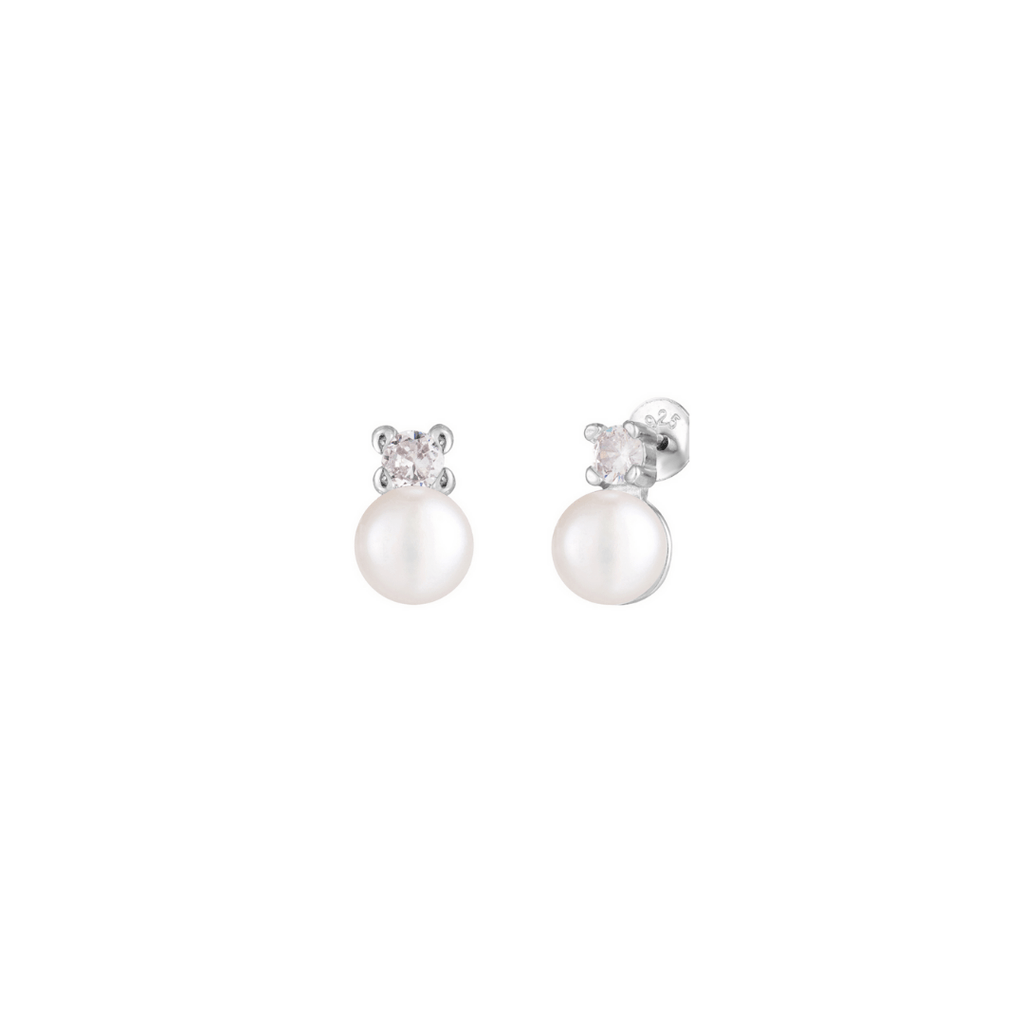 Mini White Pearl with CZ Stud Earrings | The Shop'n Glow 