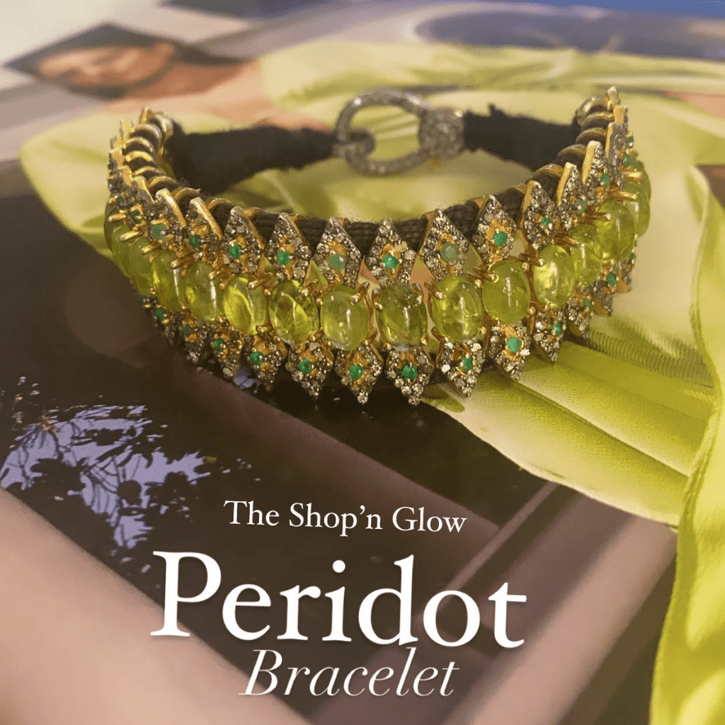 Genuine Peridot, Diamond and Emerald Bracelet
