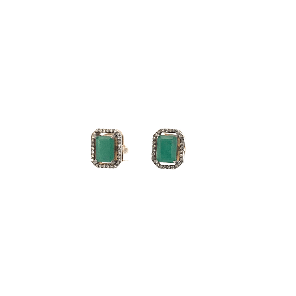 Emerald with Diamonds Stud Earrings | The Shop'n Glow