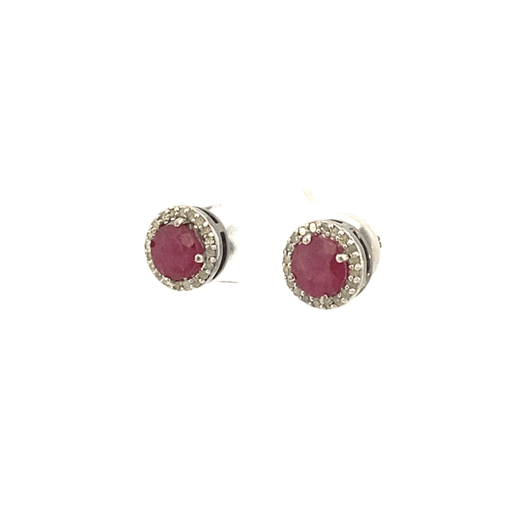 Ruby with Diamonds Stud Earrings | The Shop'n Glow