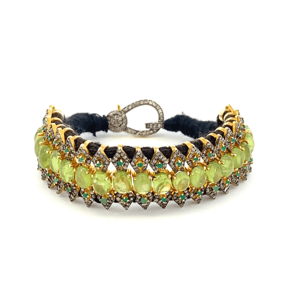 Genuine Peridot, Diamond and Emerald Bracelet