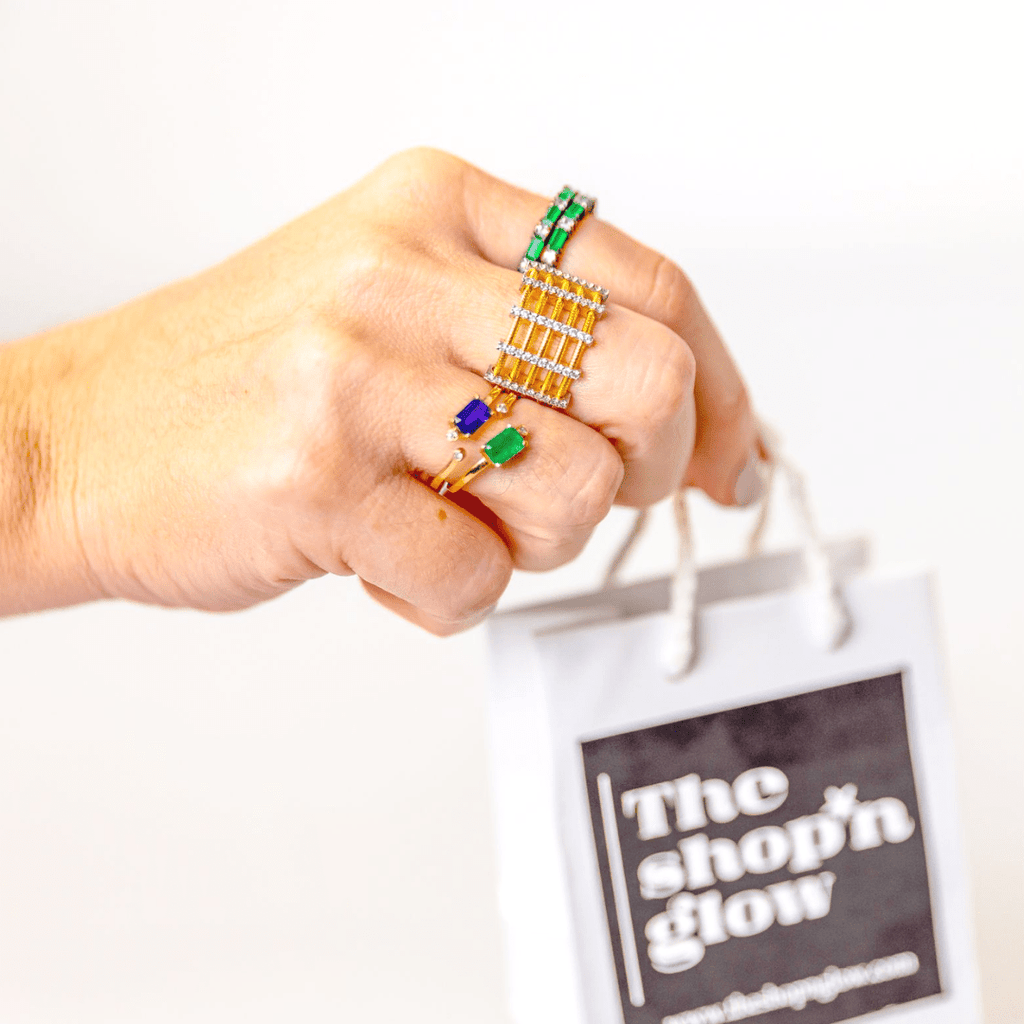 14K Real Gold Emerald and Diamond Ring | The shop'n Glow