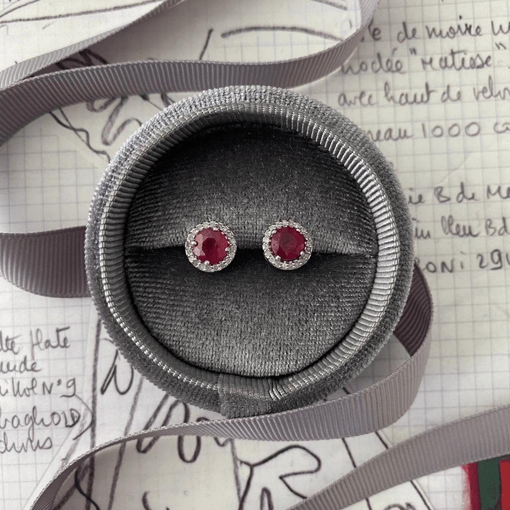 Ruby with Diamonds Stud Earrings | The Shop'n Glow