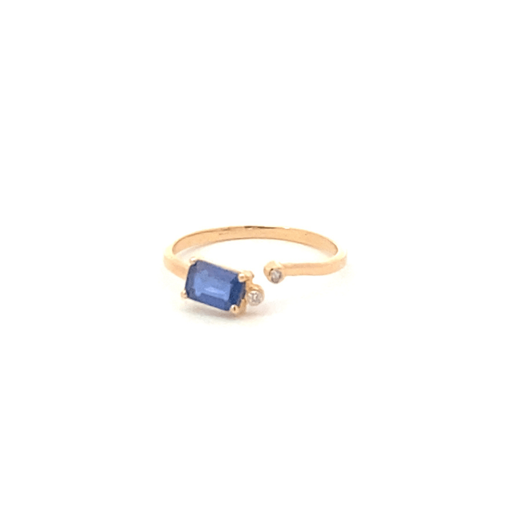 14K Real Gold Blue Sapphire and Diamond Ring | The shop'n Glow