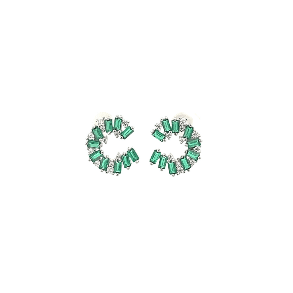 Elegant Sterling Silver Green and White CZ Stud Earrings | The Shop'n Glow