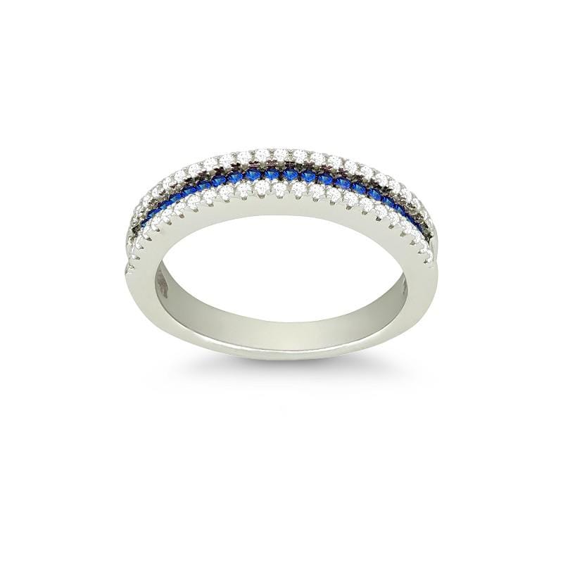 Sterling Silver Thin Blue CZ Micro Pave Eternity Ring - The Shop'n Glow