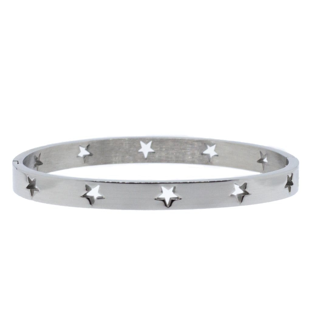 Gold Bangle with Stars Silver