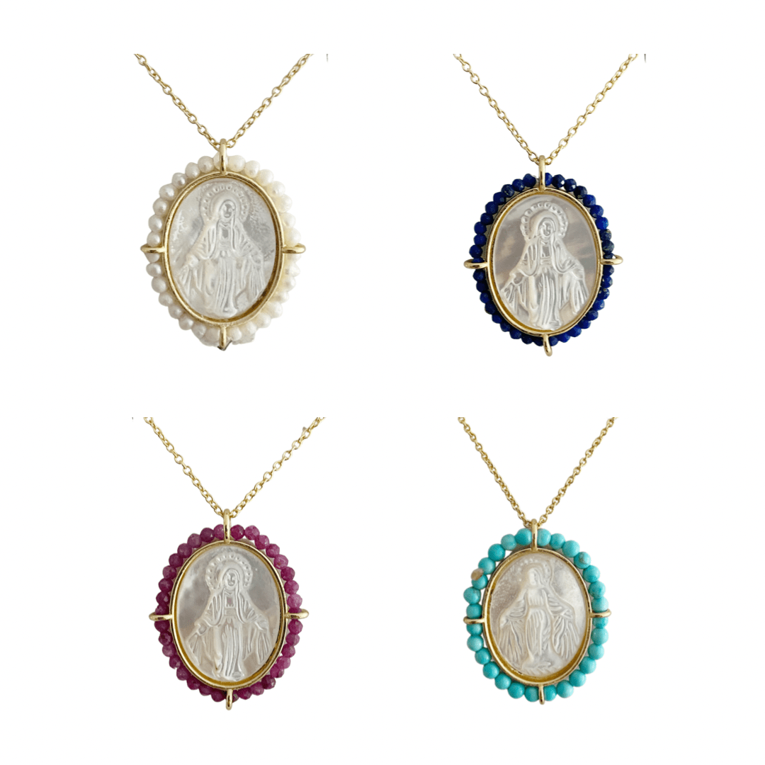 Virgin mary 2025 baptism necklace