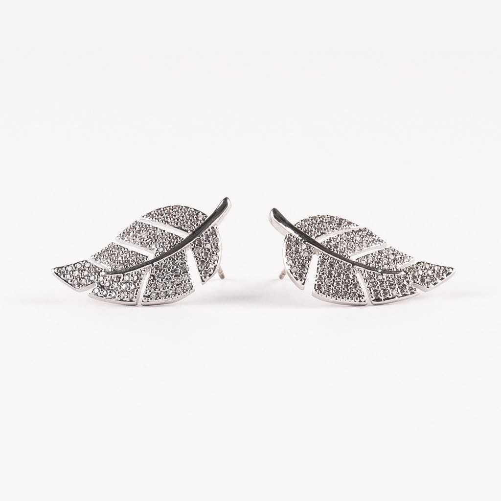 Silver Leaf Stud Earrings - The Shop'n Glow