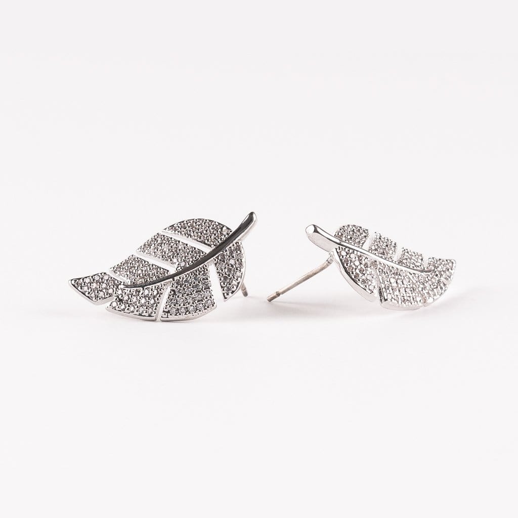 Silver Leaf Stud Earrings - The Shop'n Glow