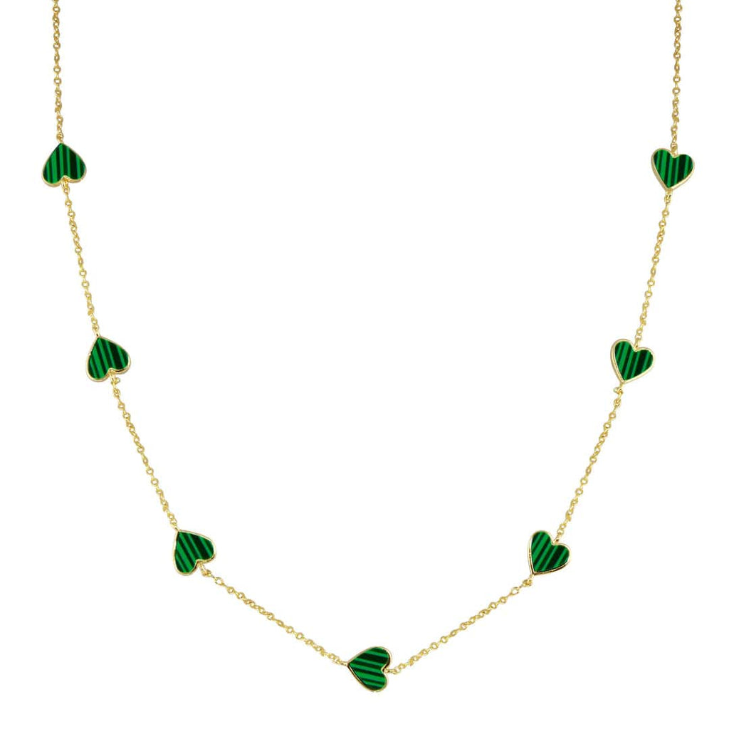 Gold Love Heart Necklace Malachite | The Shop'n Glow