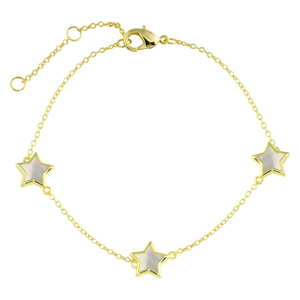 Three Star Stone Gold Bracelet